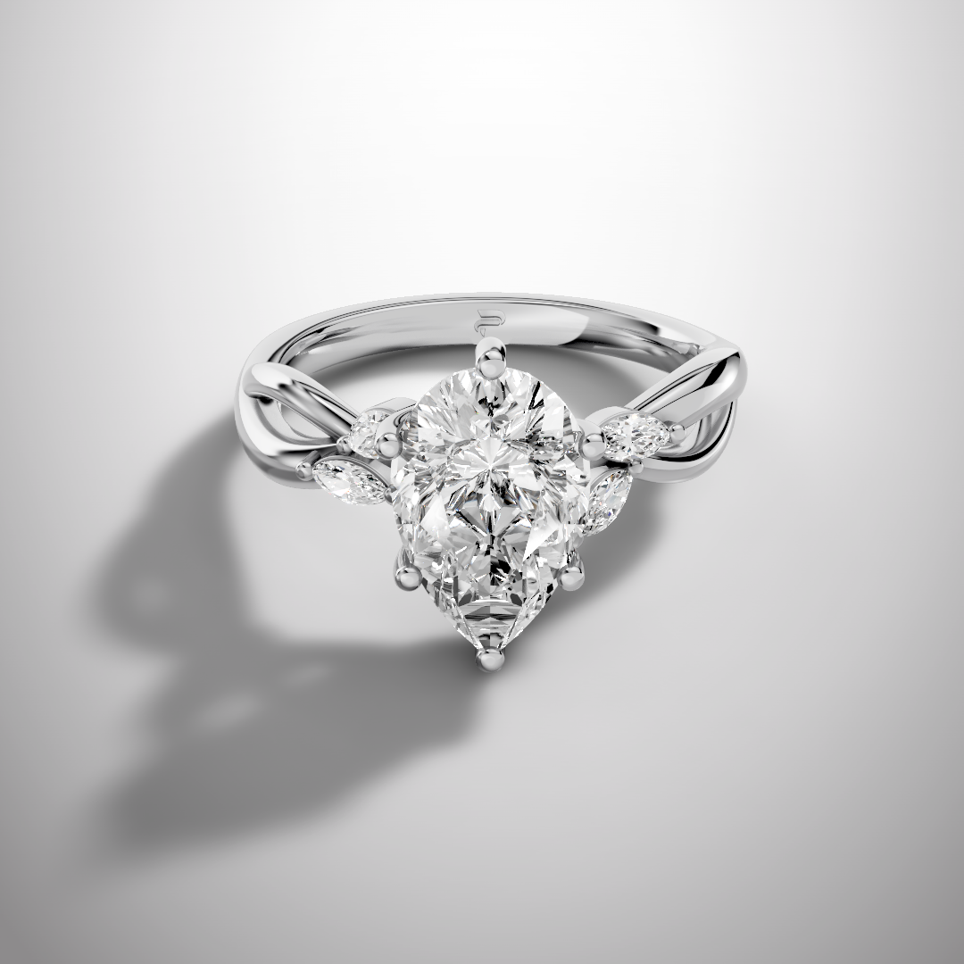 1.5 Carat Pear Cut Moissanite Infinity Engagement Ring in 925 Sterling Silver