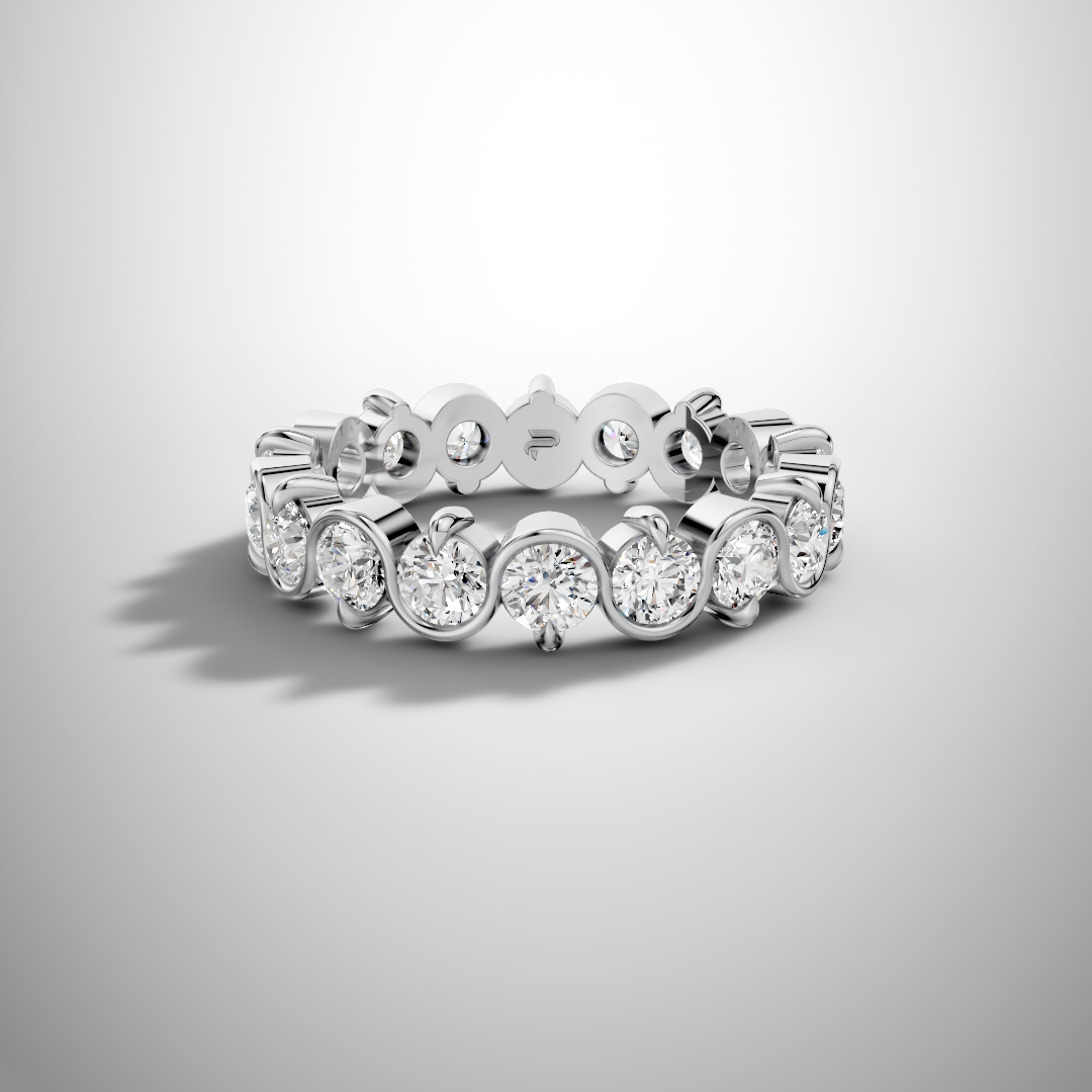 925 Silver Round Cut Moissanite Bezel Eternity Ring – Diamond Look Full Band Luxury Wedding Ring