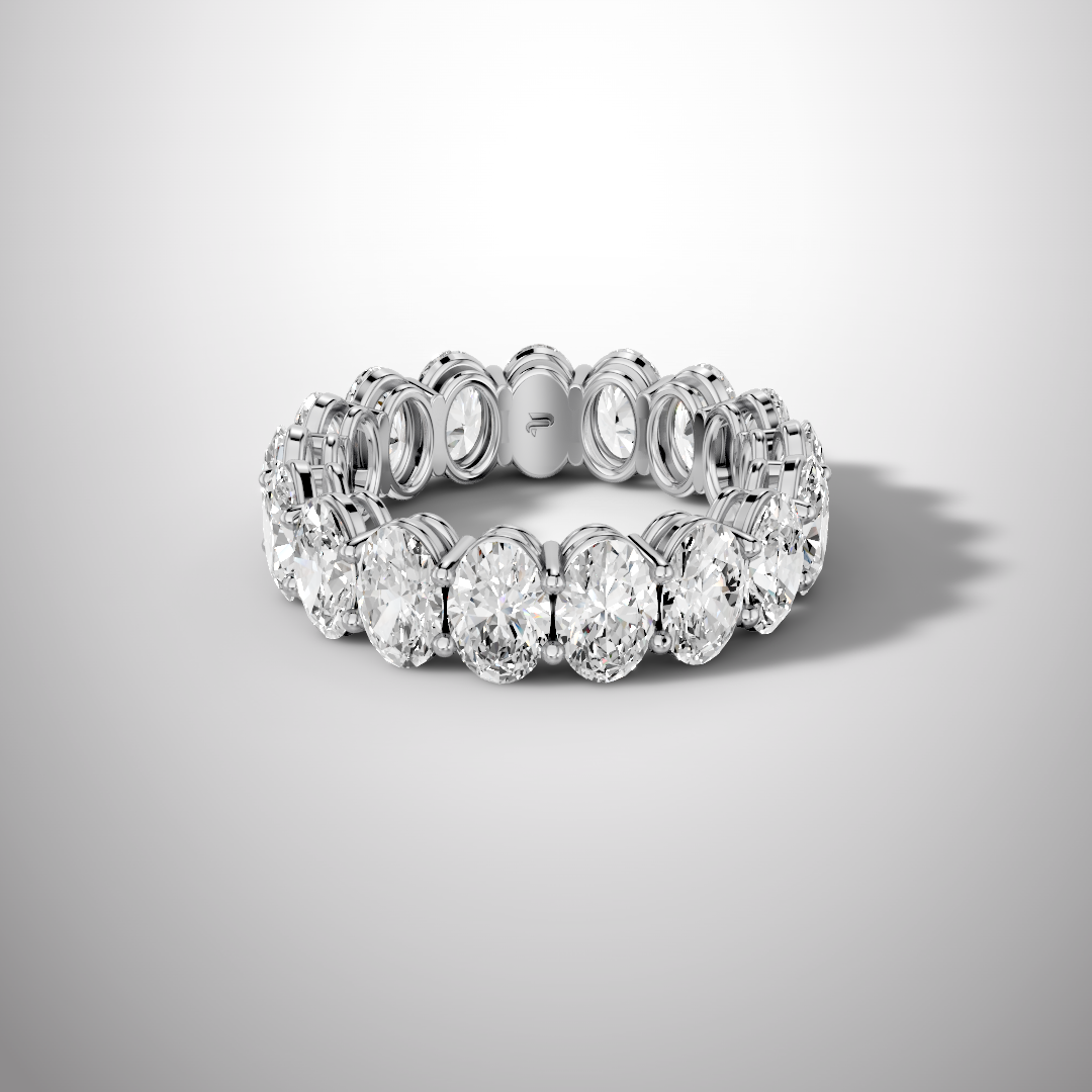925 Silver Oval Cut Moissanite Eternity Ring – Diamond Look Full Band Luxury Wedding Ring