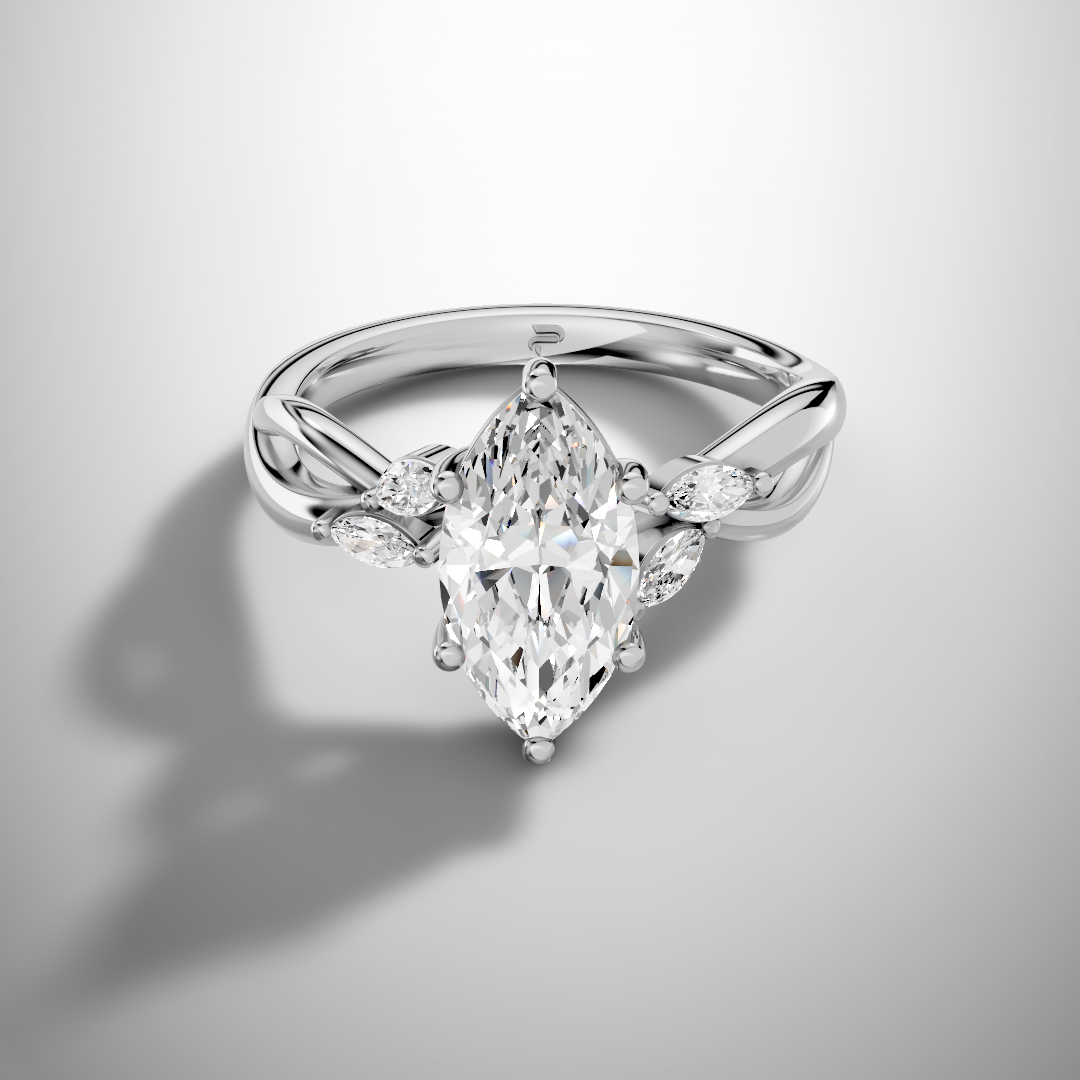 1.5 Carat Marquise Cut Moissanite Infinity Engagement Ring in 925 Sterling Silver