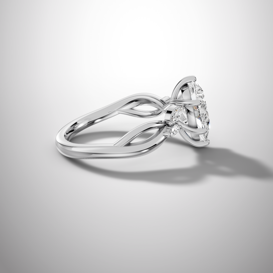 1.5 Carat Pear Cut Moissanite Infinity Engagement Ring in 925 Sterling Silver
