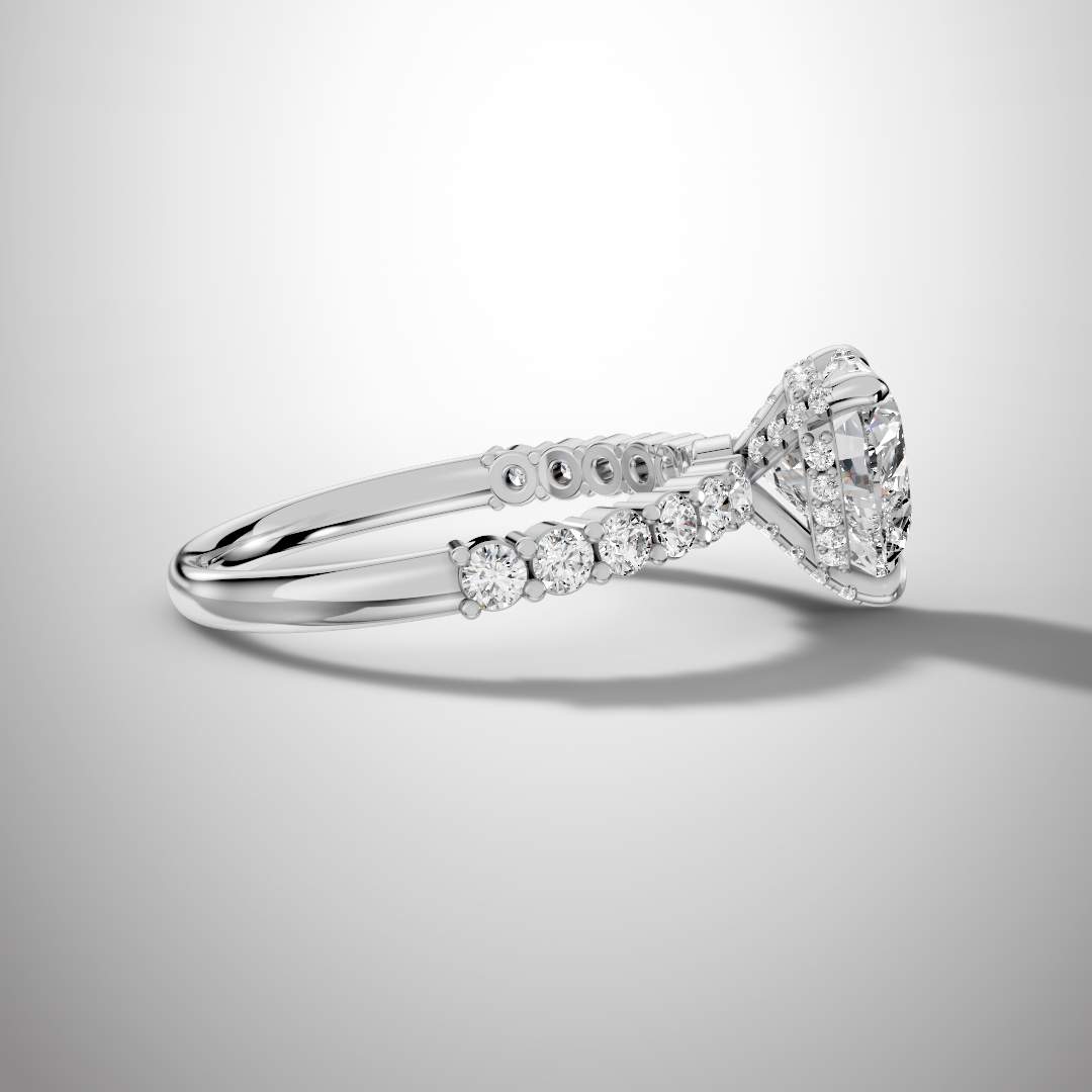 925 Silver Heart Shape Moissanite Engagement Ring – Pavé Diamond Style Band | Pavia Jewels