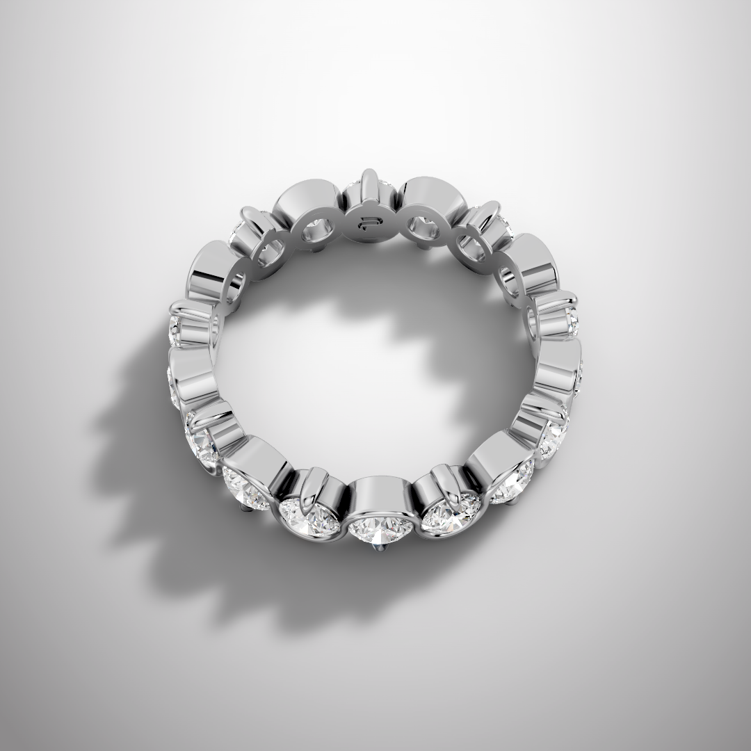925 Silver Round Cut Moissanite Bezel Eternity Ring – Diamond Look Full Band Luxury Wedding Ring
