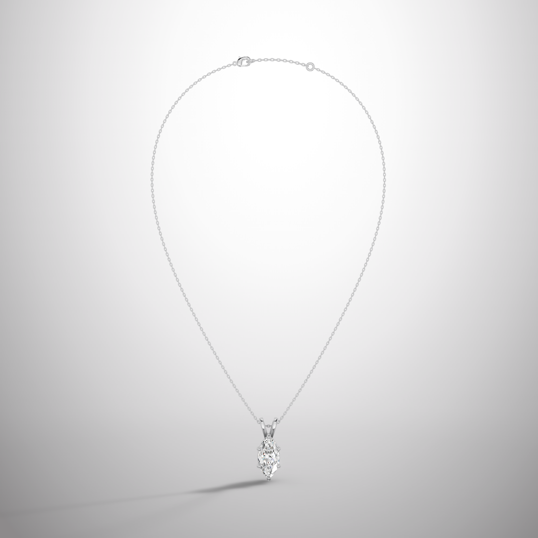 1 Carat Marquise Cut Moissanite Pendant Necklace in 925 Sterling Silver | Luxury Solitaire Necklace for Women | Pavia Jewels
