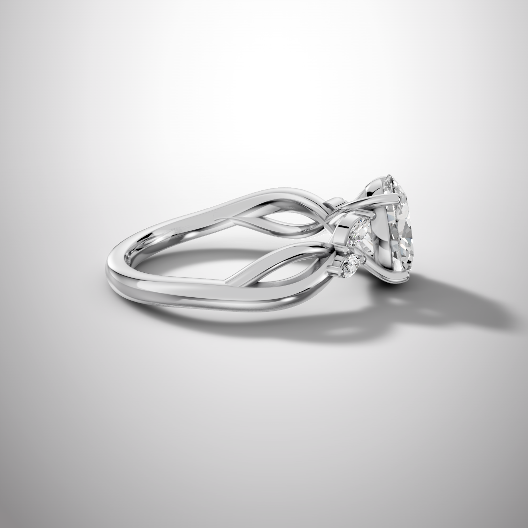 1.5 Carat Oval Cut Moissanite Infinity Engagement Ring in 925 Sterling Silver