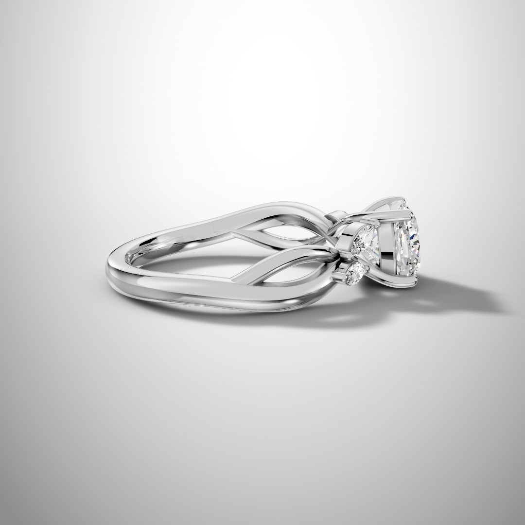 1.5 Carat Cushion Cut Moissanite Infinity Engagement Ring in 925 Sterling Silver