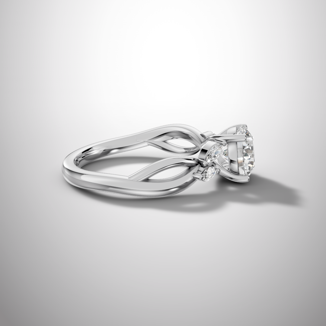 1.5 Carat Round Cut Moissanite Infinity Engagement Ring in 925 Sterling Silver