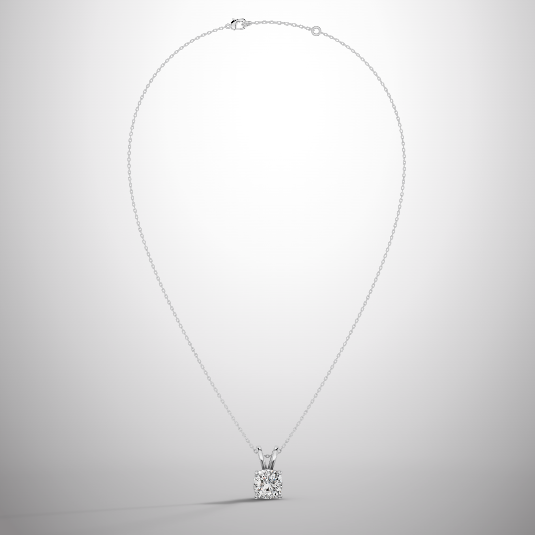 1 Carat Cushion Cut Moissanite Pendant Necklace in 925 Sterling Silver | Classic Solitaire Necklace for Women | Pavia Jewels