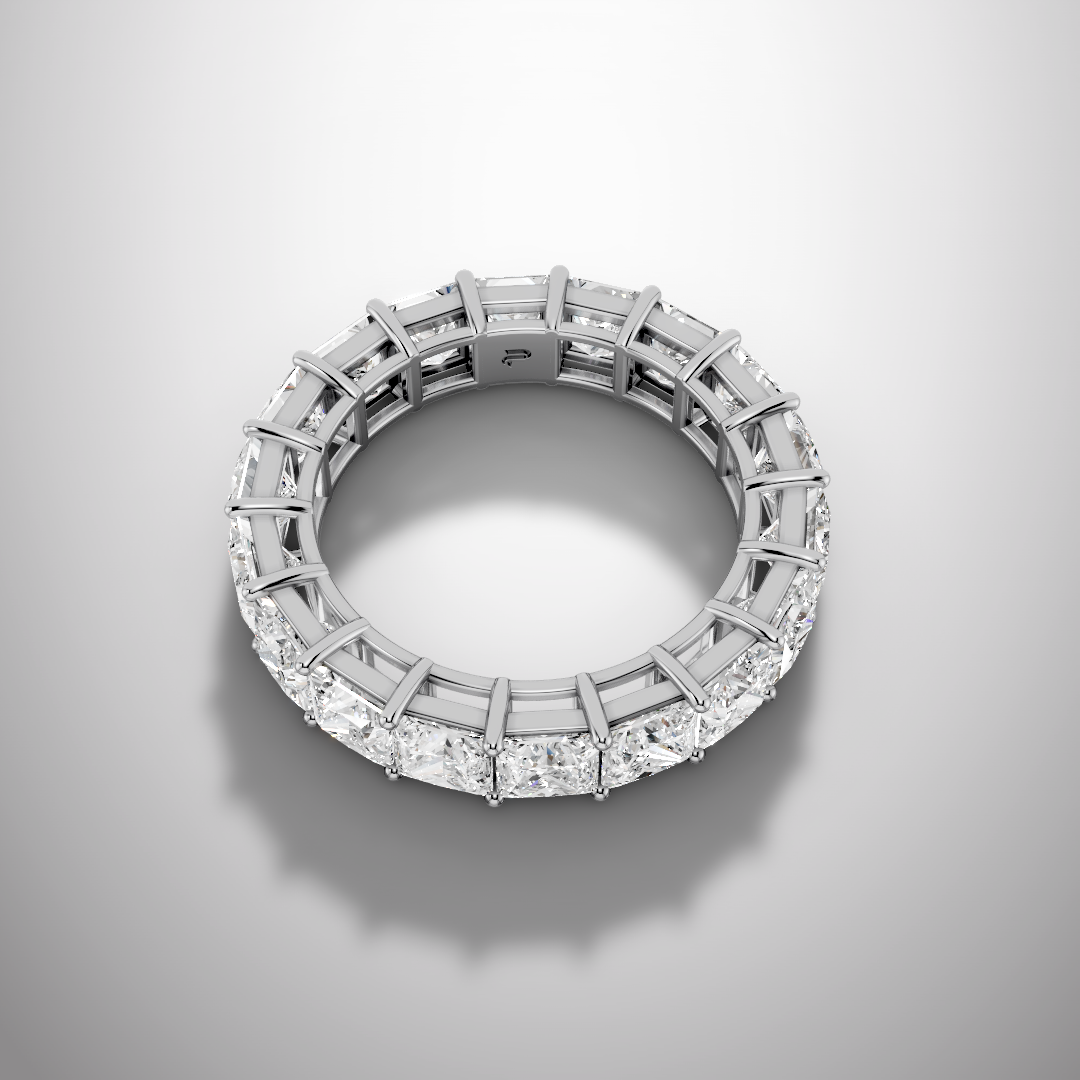 925 Silver Princess Cut Moissanite Eternity Ring – Diamond Look Full Band Luxury Wedding Ring