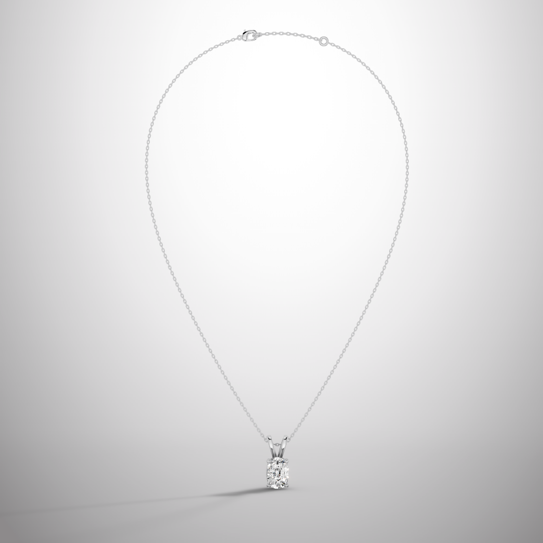 1 Carat Elongated cushion Cut Moissanite Pendant Necklace in 925 Sterling Silver | Luxury Solitaire Necklace for Women | Pavia Jewels