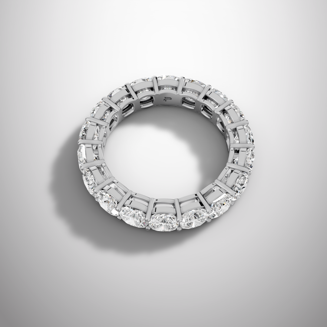 925 Silver Cushion Cut Moissanite Eternity Ring – Diamond Look Full Band Luxury Wedding Ring