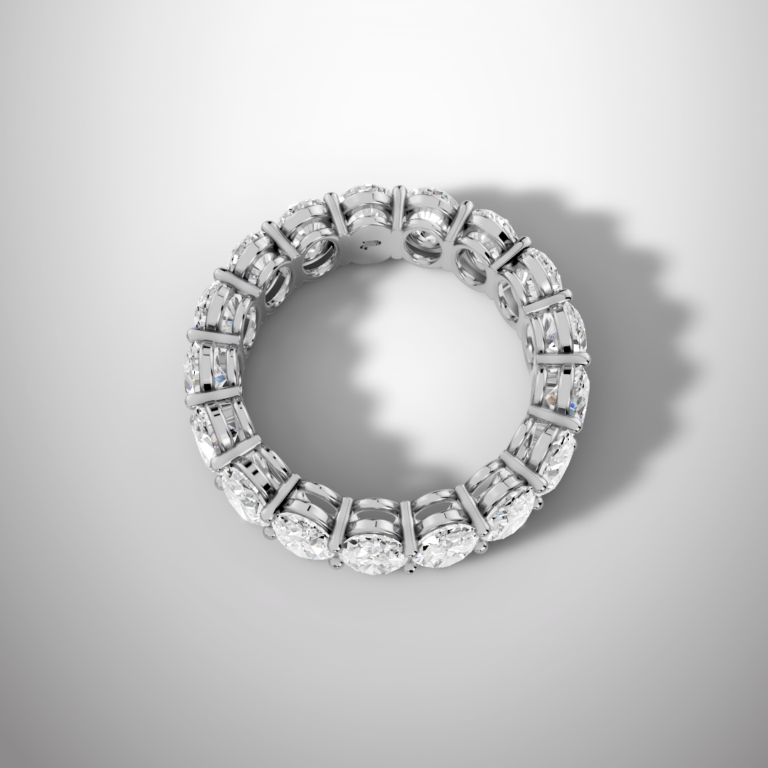 925 Silver Oval Cut Moissanite Eternity Ring – Diamond Look Full Band Luxury Wedding Ring