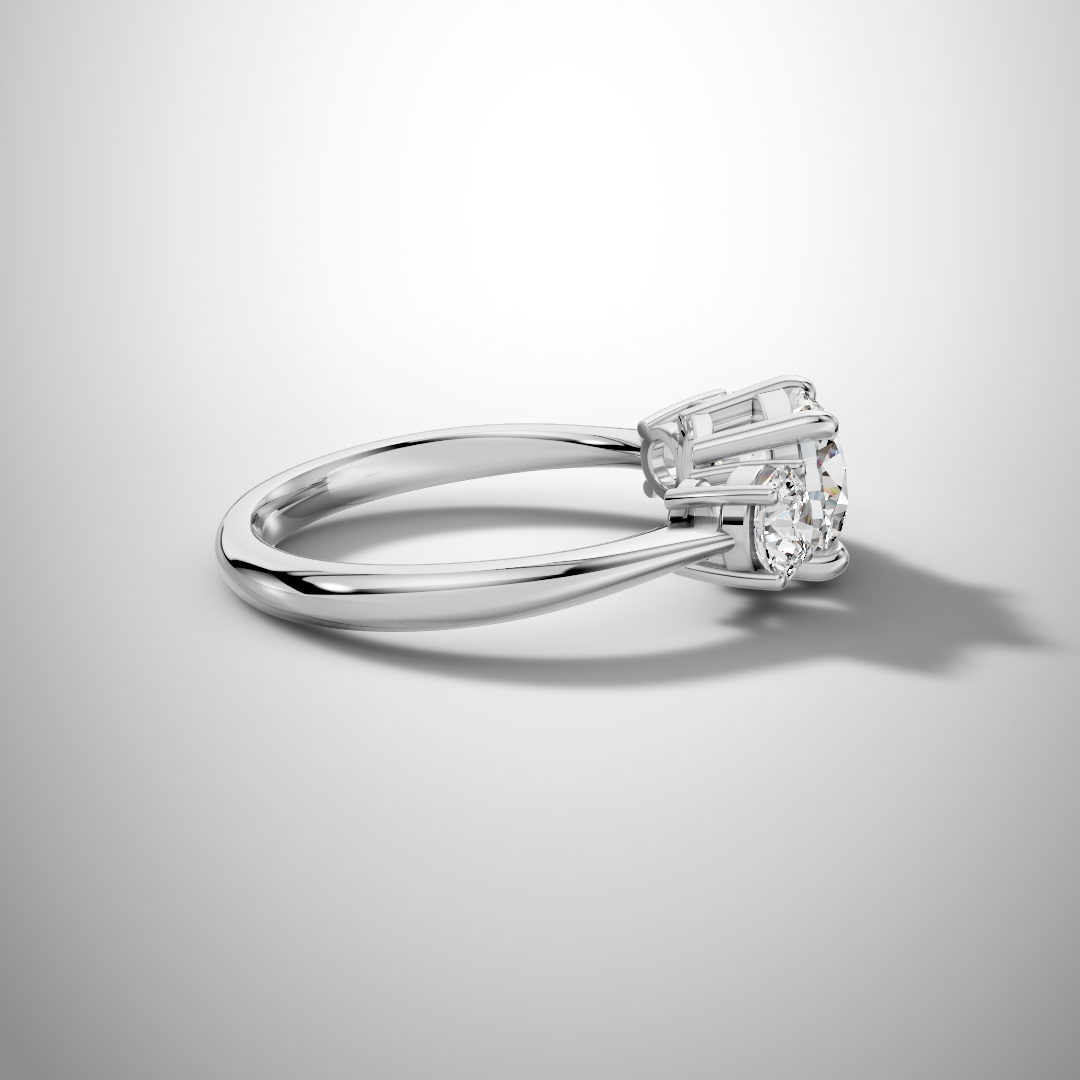 Three-Stone Round Moissanite Engagement Ring in 925 Sterling Silver