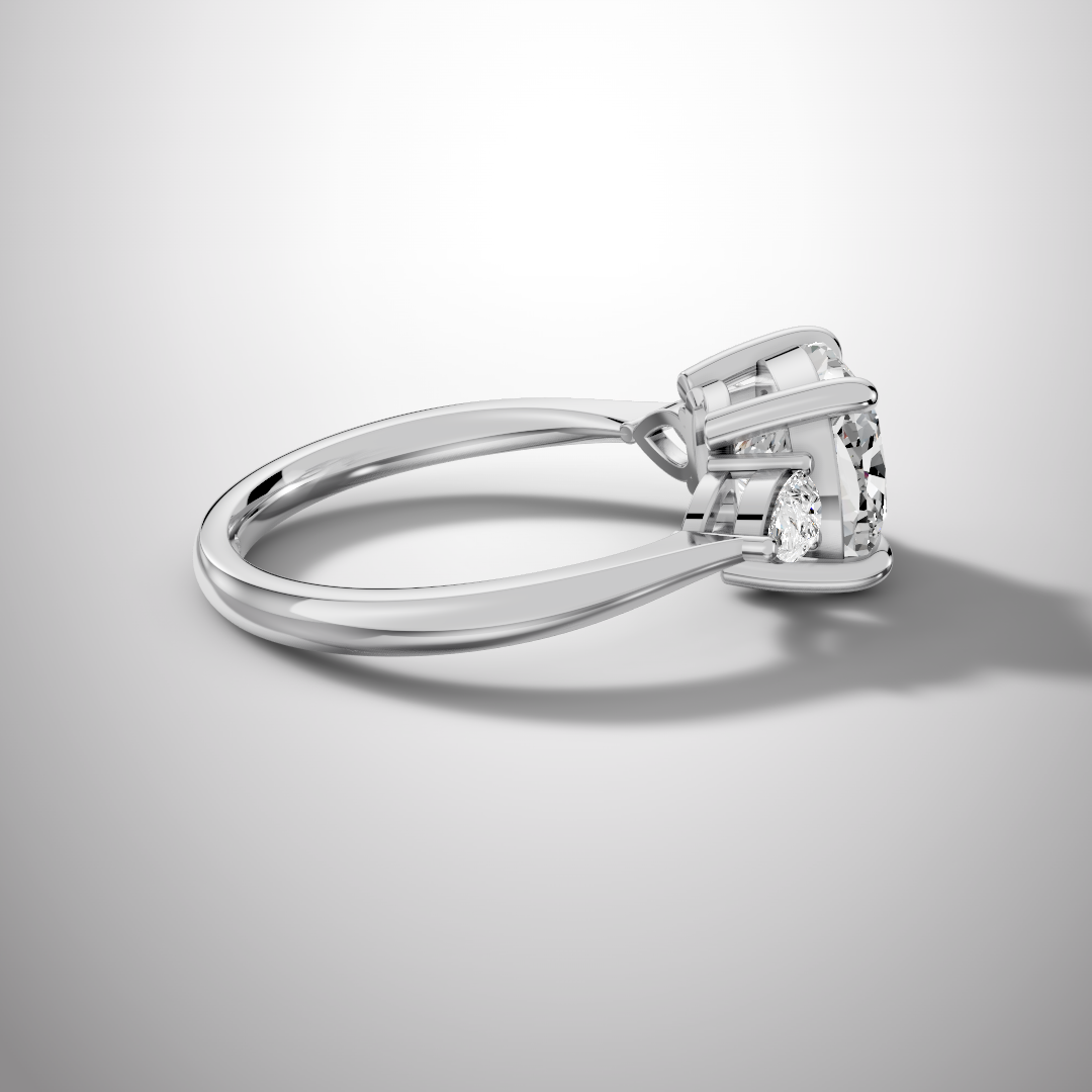 2.5 Carat Cushion Cut Moissanite Three Stone Ring in 925 Sterling Silver