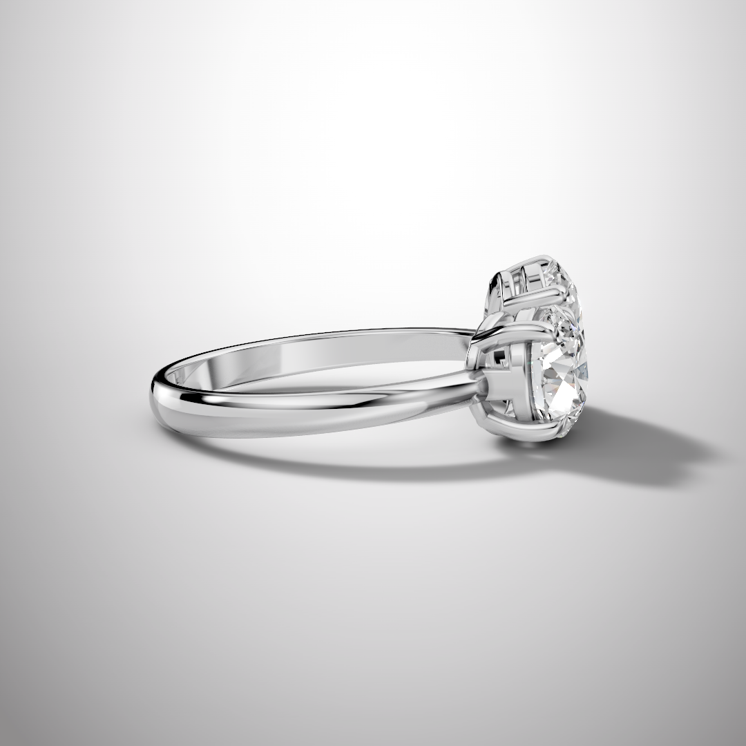 Toi et Moi Oval & Round Moissanite Engagement Ring in 925 Sterling Silver