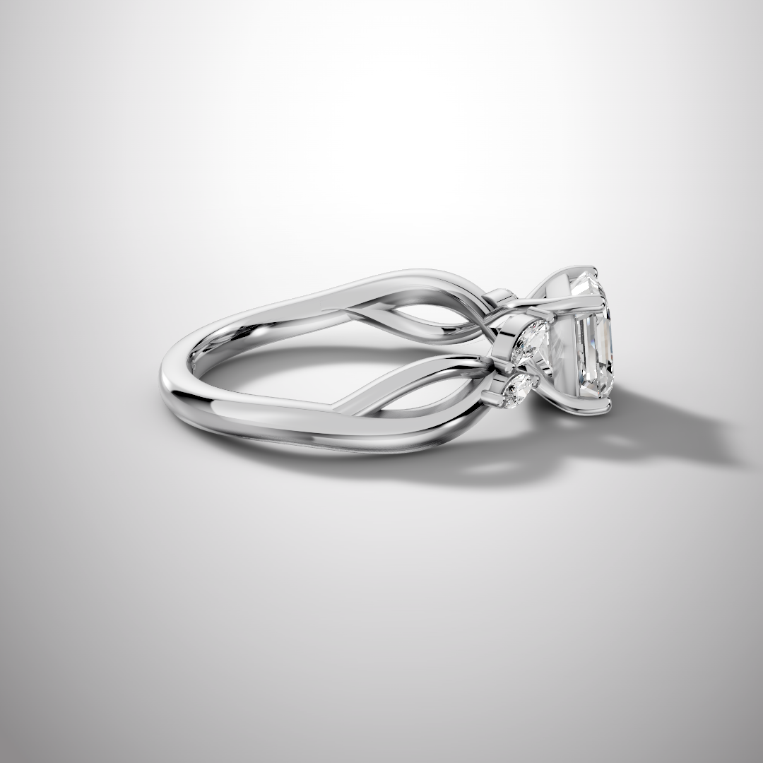 1.5 Carat Asscher Cut Moissanite Infinity Engagement Ring in 925 Sterling Silver