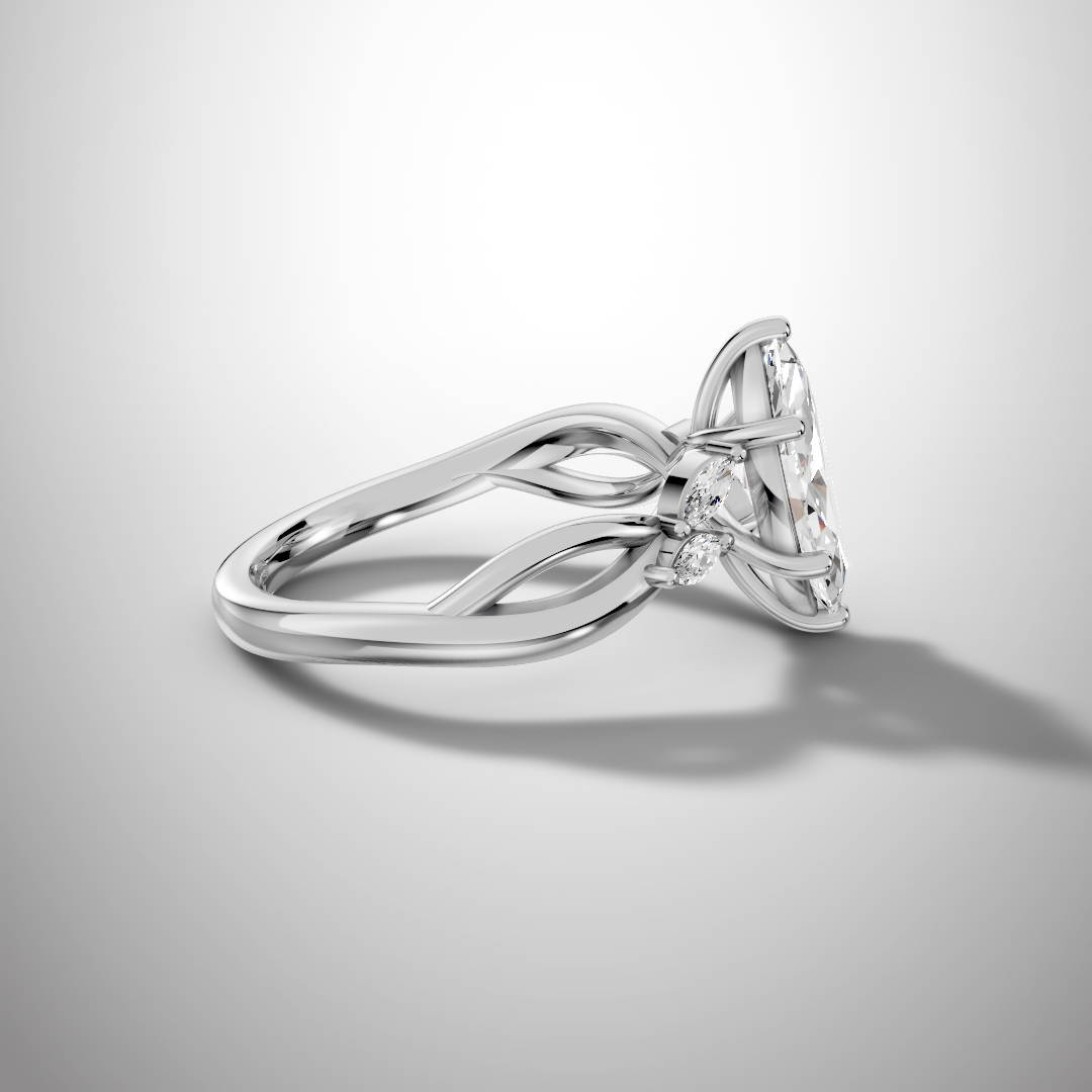 1.5 Carat Marquise Cut Moissanite Infinity Engagement Ring in 925 Sterling Silver