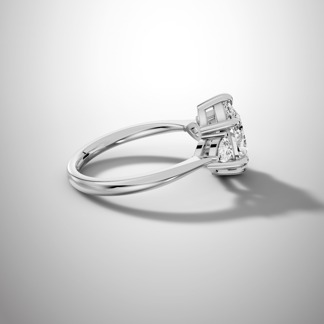 2 Carat Pear Cut Moissanite Three Stone Ring in 925 Sterling Silver