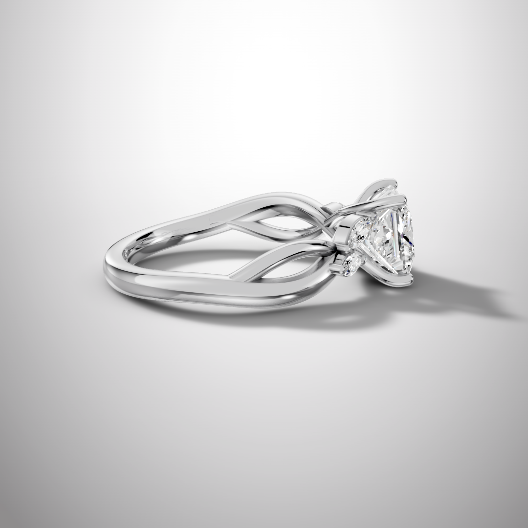 1.5 Carat Princess Cut Moissanite Infinity Engagement Ring in 925 Sterling Silver