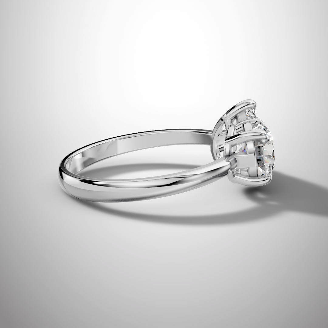 Toi et Moi Round & Pear Moissanite Engagement Ring in 925 Sterling Silver