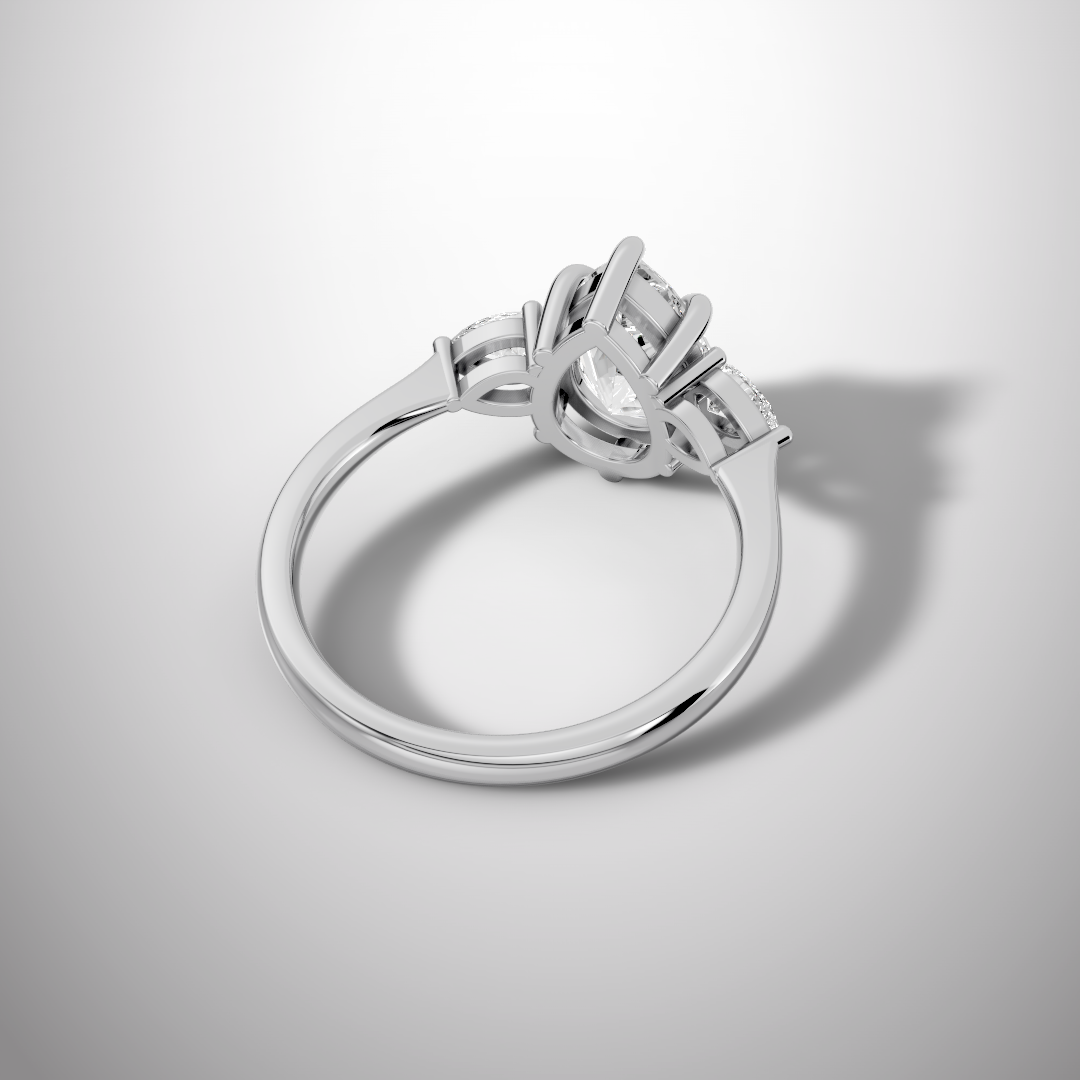 2 Carat Pear Cut Moissanite Three Stone Ring in 925 Sterling Silver