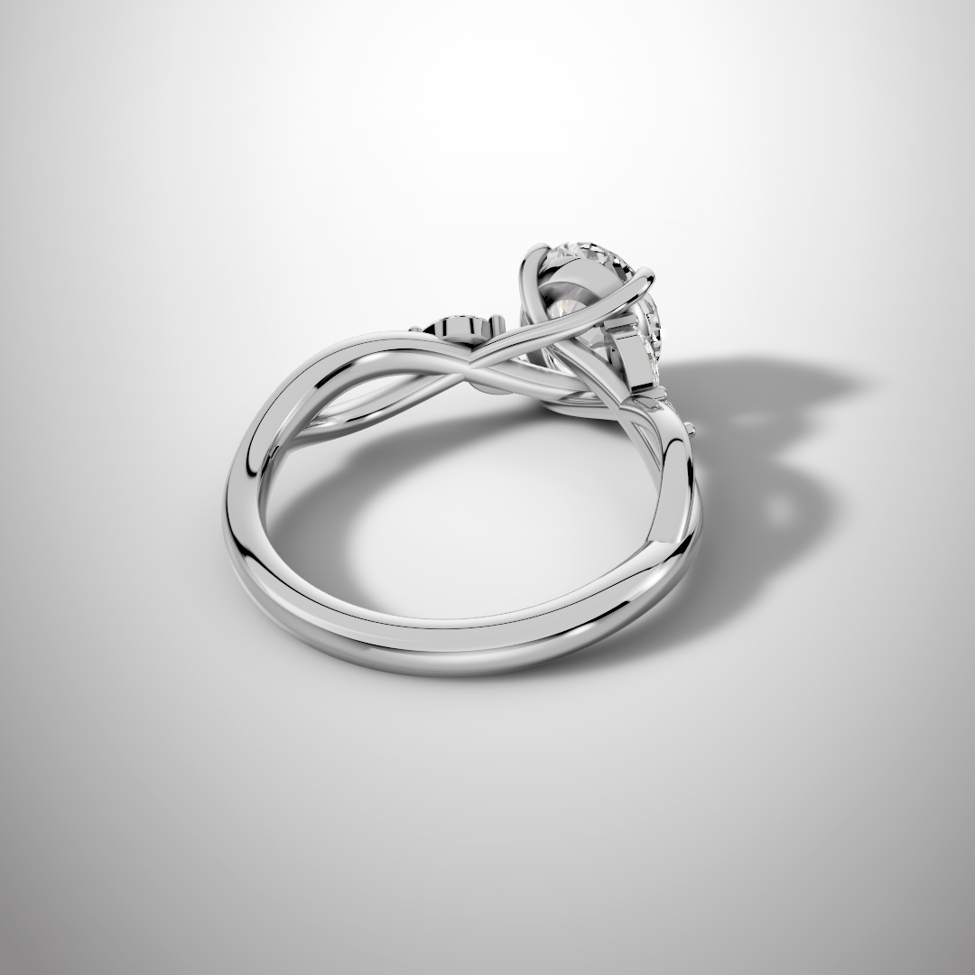 1.5 Carat Oval Cut Moissanite Infinity Engagement Ring in 925 Sterling Silver