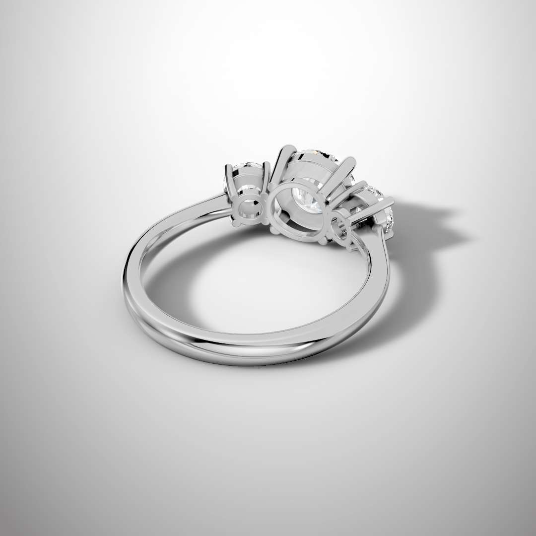 Three-Stone Round Moissanite Engagement Ring in 925 Sterling Silver