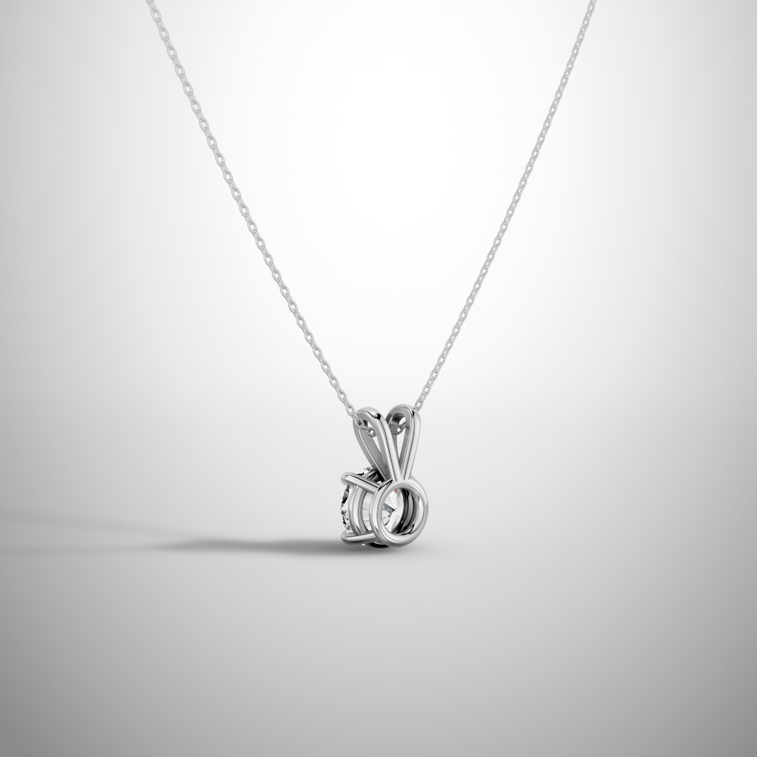 1 Carat Round Cut Moissanite Pendant Necklace in 925 Sterling Silver | Classic Solitaire Necklace for Women | Pavia Jewels
