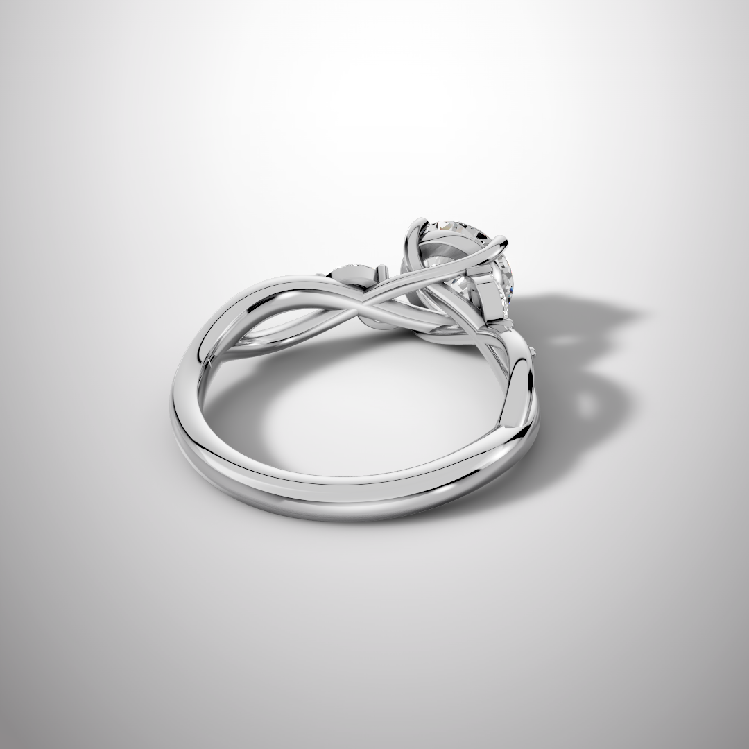 1.5 Carat Round Cut Moissanite Infinity Engagement Ring in 925 Sterling Silver