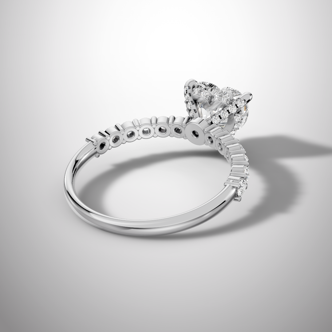 925 Silver Heart Shape Moissanite Engagement Ring – Pavé Diamond Style Band | Pavia Jewels
