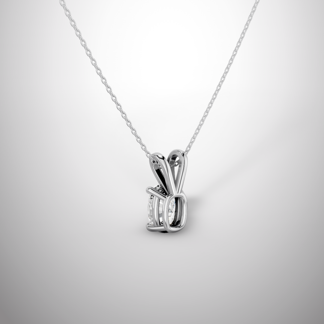 1 Carat Elongated cushion Cut Moissanite Pendant Necklace in 925 Sterling Silver | Luxury Solitaire Necklace for Women | Pavia Jewels