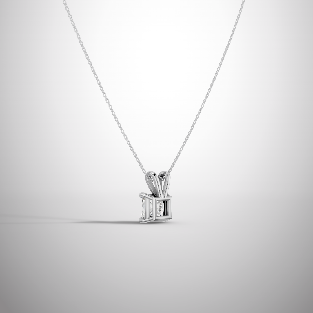 1 Carat Princess Cut Moissanite Pendant Necklace in 925 Sterling Silver | Classic Solitaire Necklace for Women | Pavia Jewels