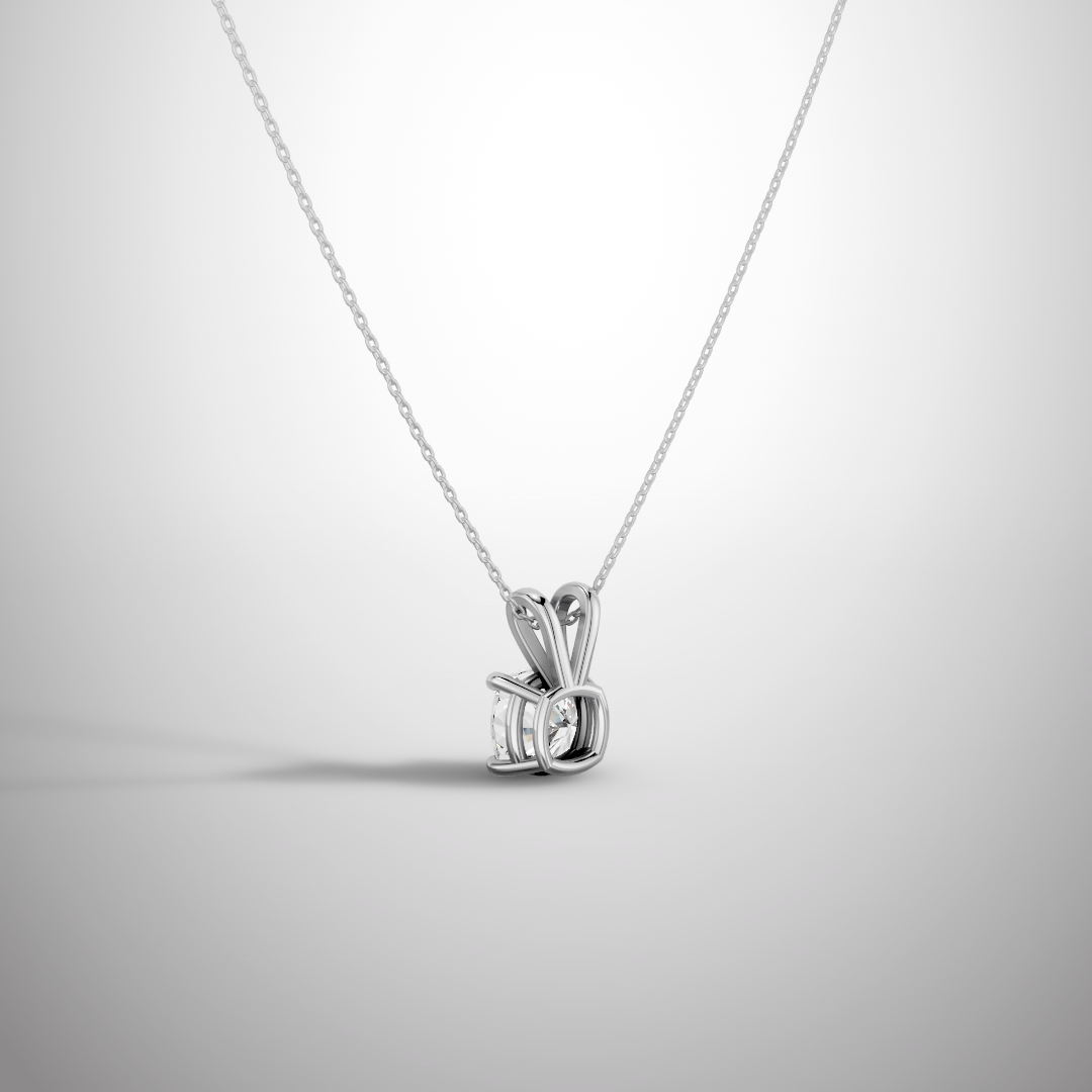 1 Carat Cushion Cut Moissanite Pendant Necklace in 925 Sterling Silver | Classic Solitaire Necklace for Women | Pavia Jewels