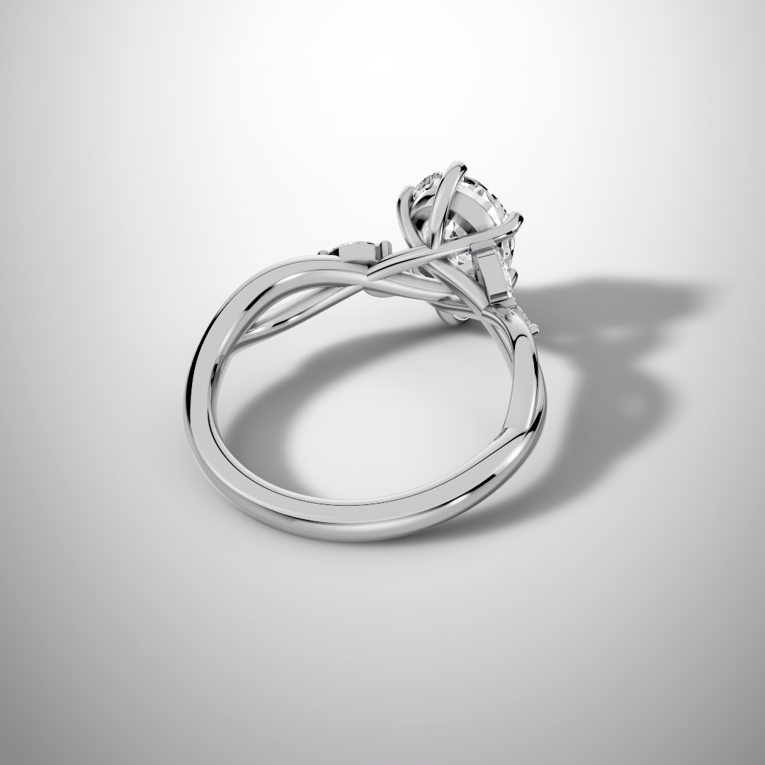 1.5 Carat Pear Cut Moissanite Infinity Engagement Ring in 925 Sterling Silver