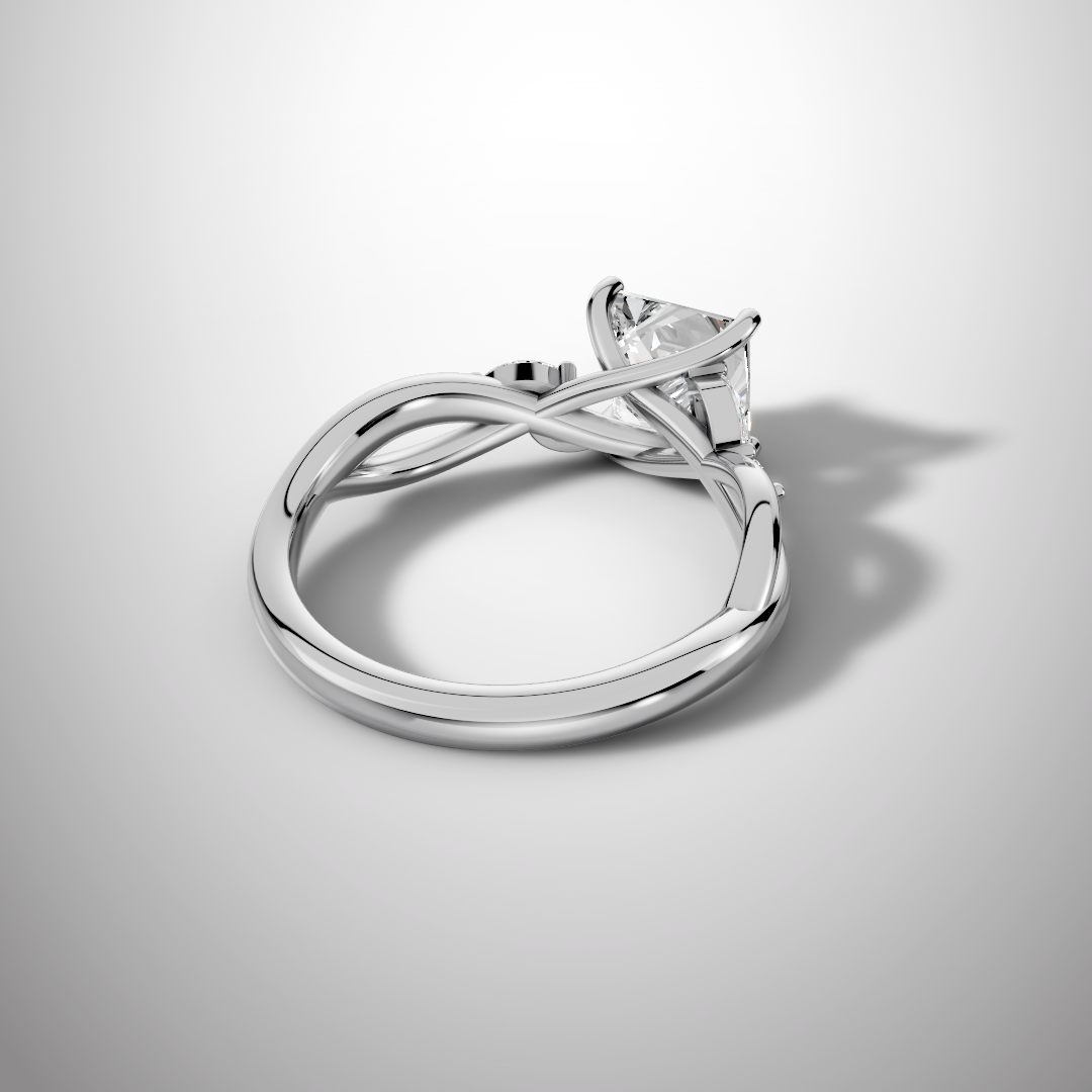 1.5 Carat Princess Cut Moissanite Infinity Engagement Ring in 925 Sterling Silver
