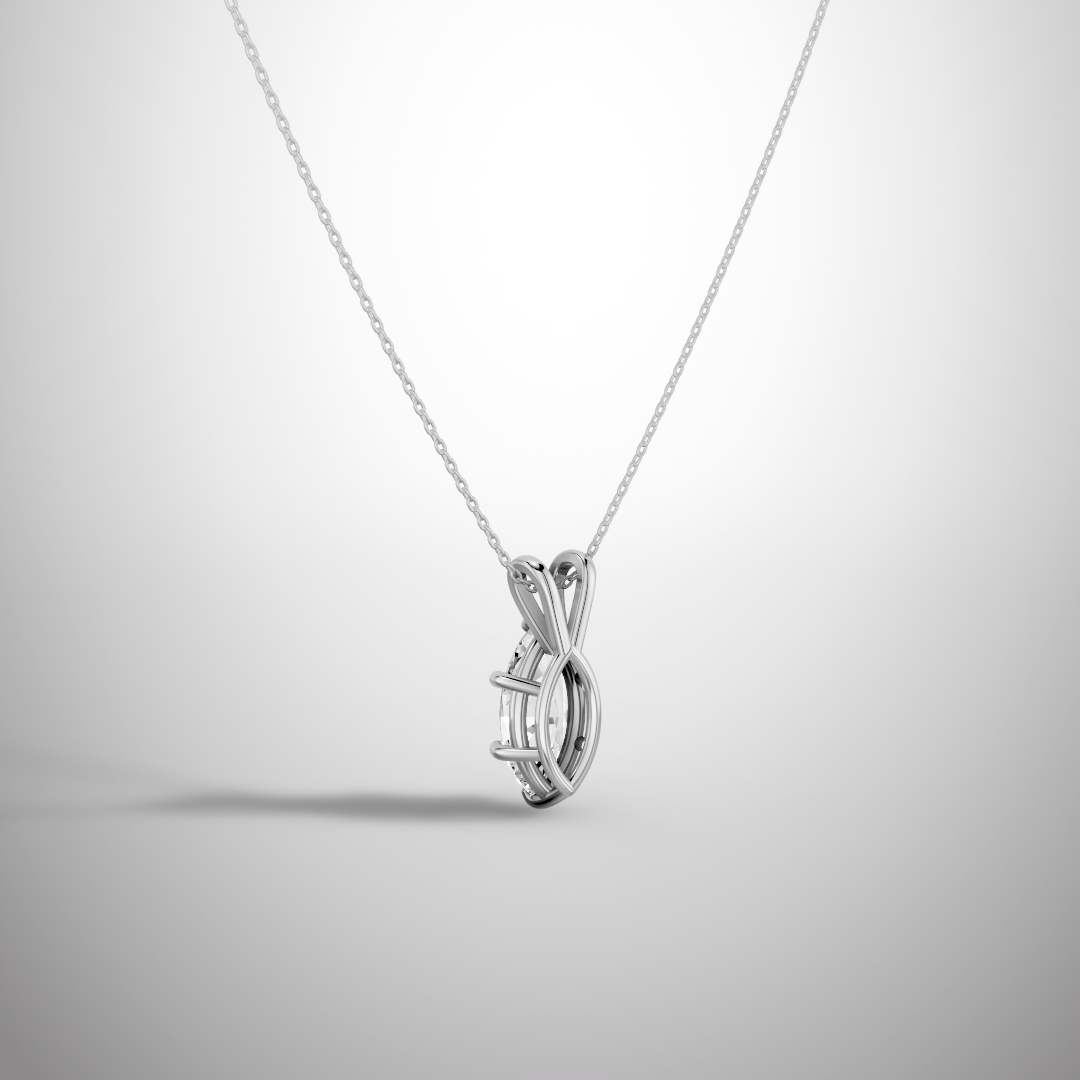 1 Carat Marquise Cut Moissanite Pendant Necklace in 925 Sterling Silver | Luxury Solitaire Necklace for Women | Pavia Jewels