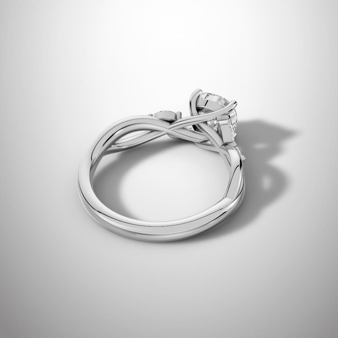1.5 Carat Cushion Cut Moissanite Infinity Engagement Ring in 925 Sterling Silver