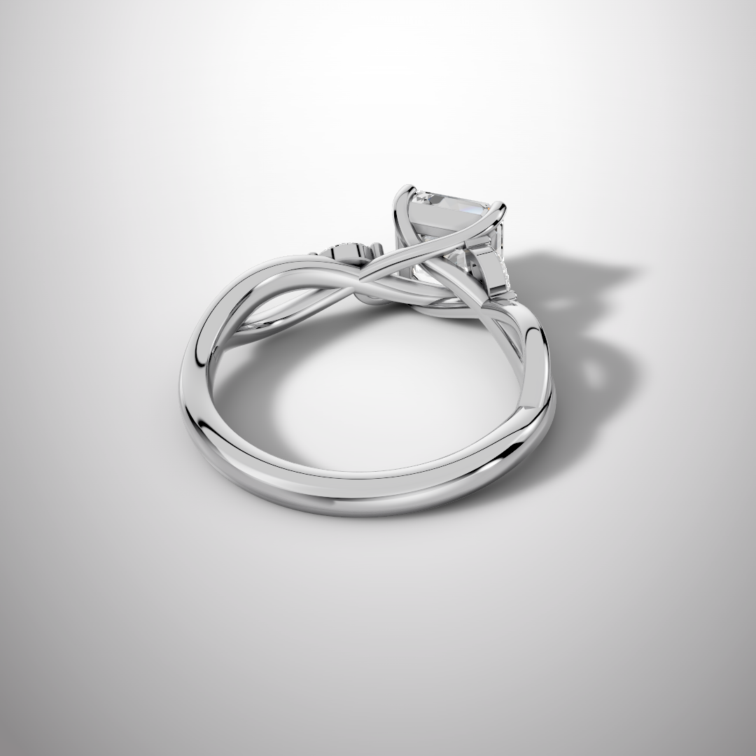 1.5 Carat Asscher Cut Moissanite Infinity Engagement Ring in 925 Sterling Silver