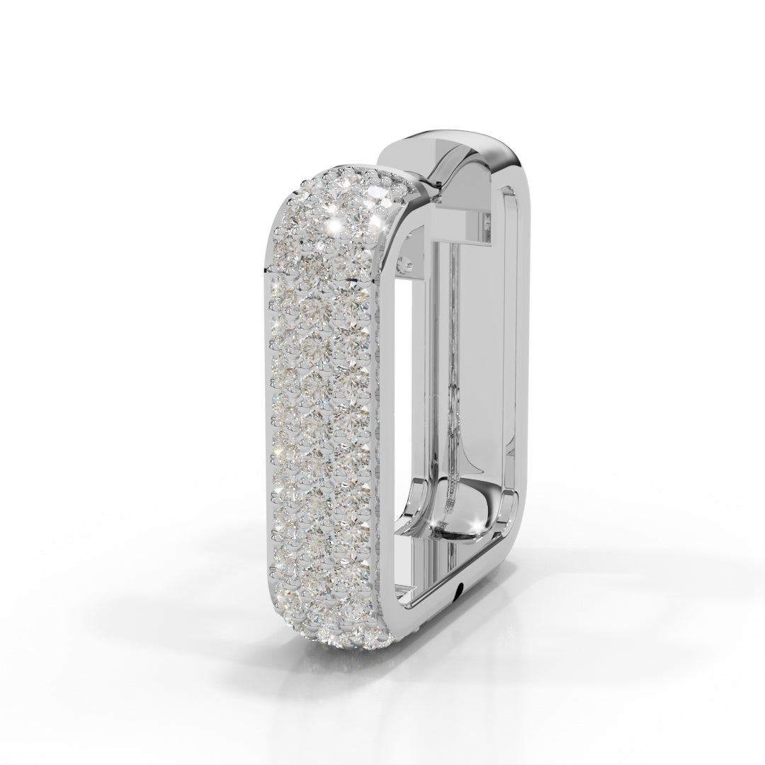 Men's White Gold Pavé Diamond Huggie Earring