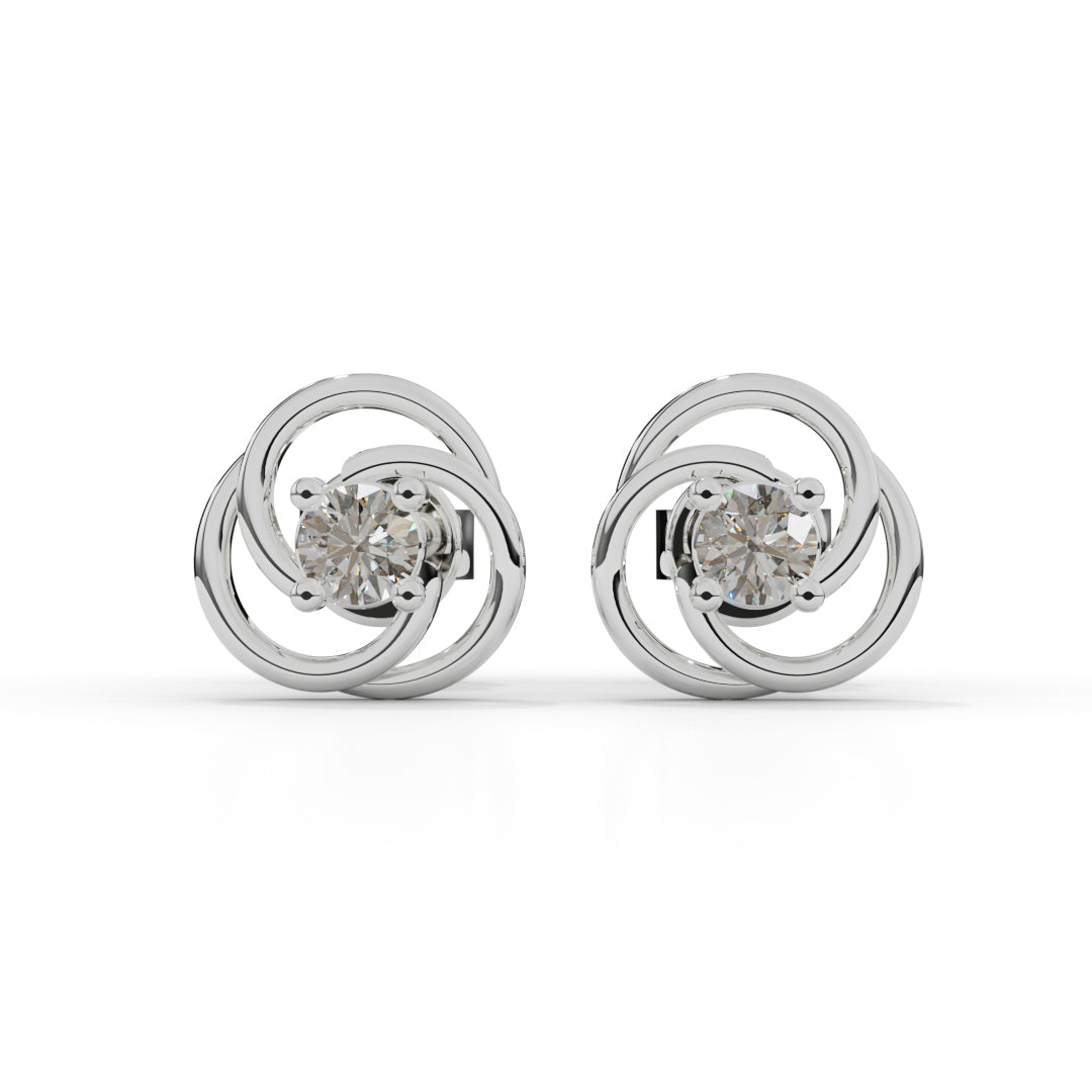 White Gold Trinity Knot Diamond Stud Earrings