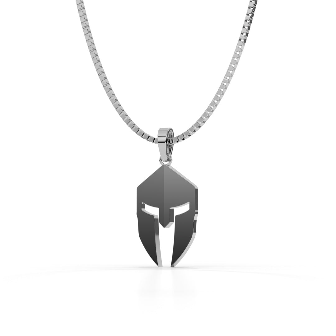 Men's White Gold Spartan Helmet Pendant