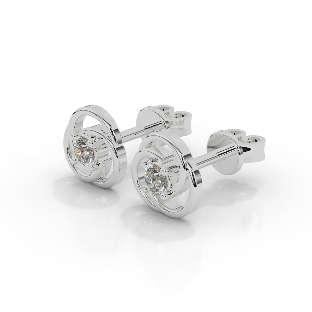 White Gold Trinity Knot Diamond Stud Earrings