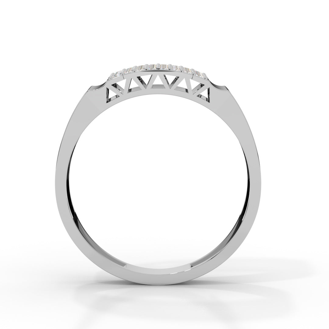 Men's White Gold Triple Row Pave Diamond Ring