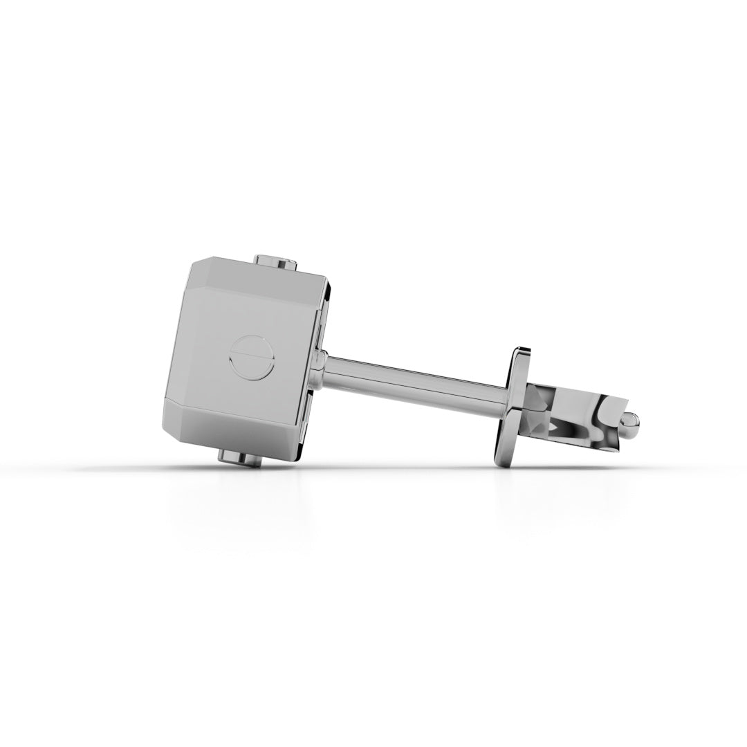 Men's White Gold Asscher-Cut Diamond Stud Earring
