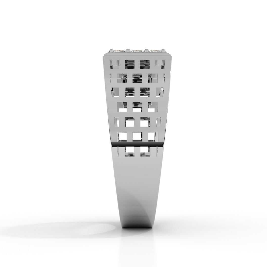 Men's White Gold Square Cluster Diamond Ring