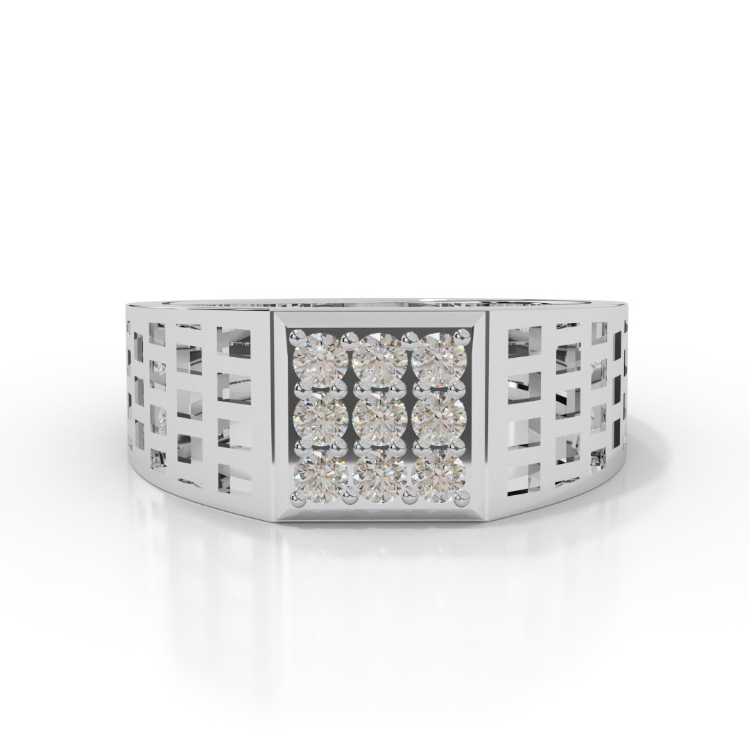 Men's White Gold Square Cluster Diamond Ring