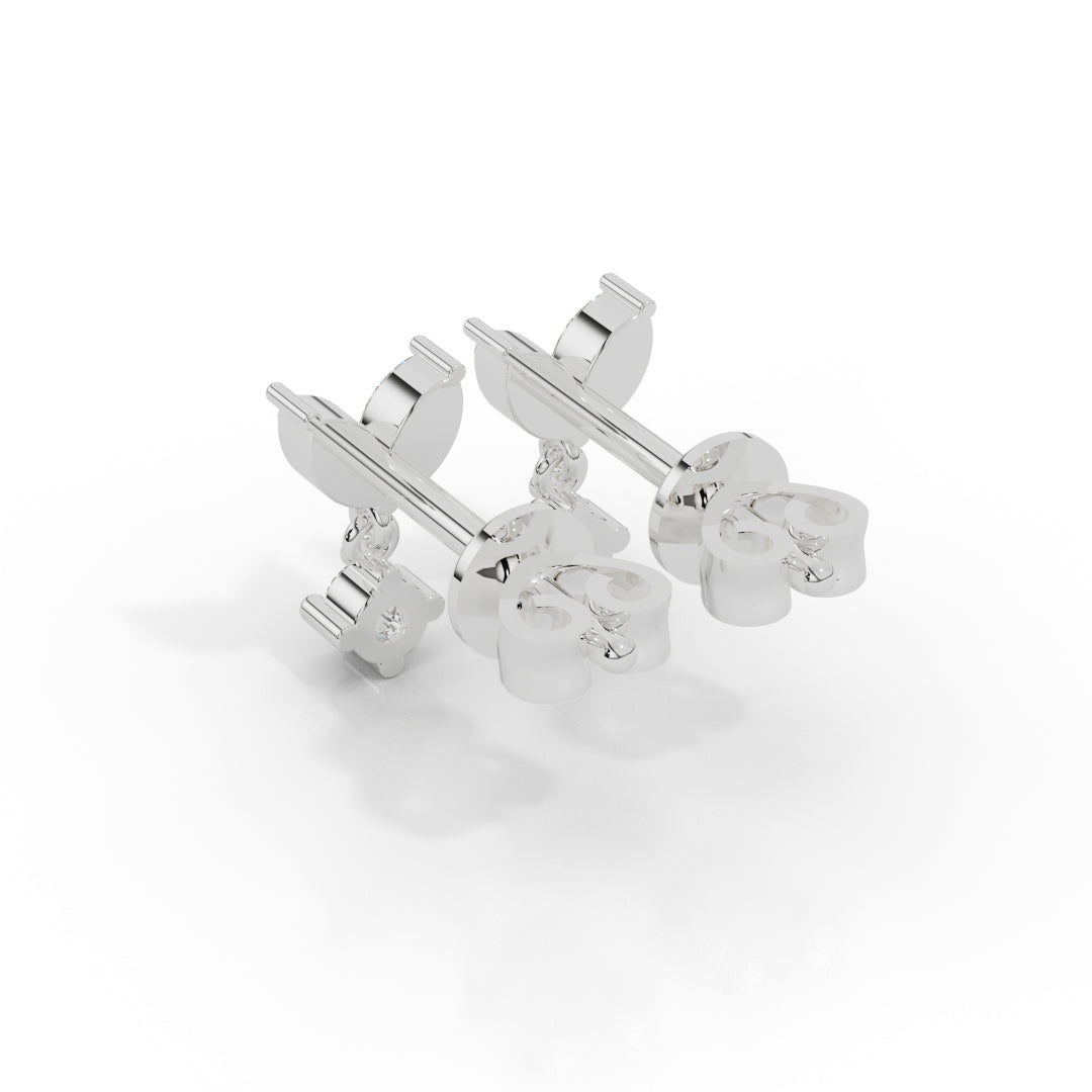 White Gold Marquise and Round Diamond Drop Earrings