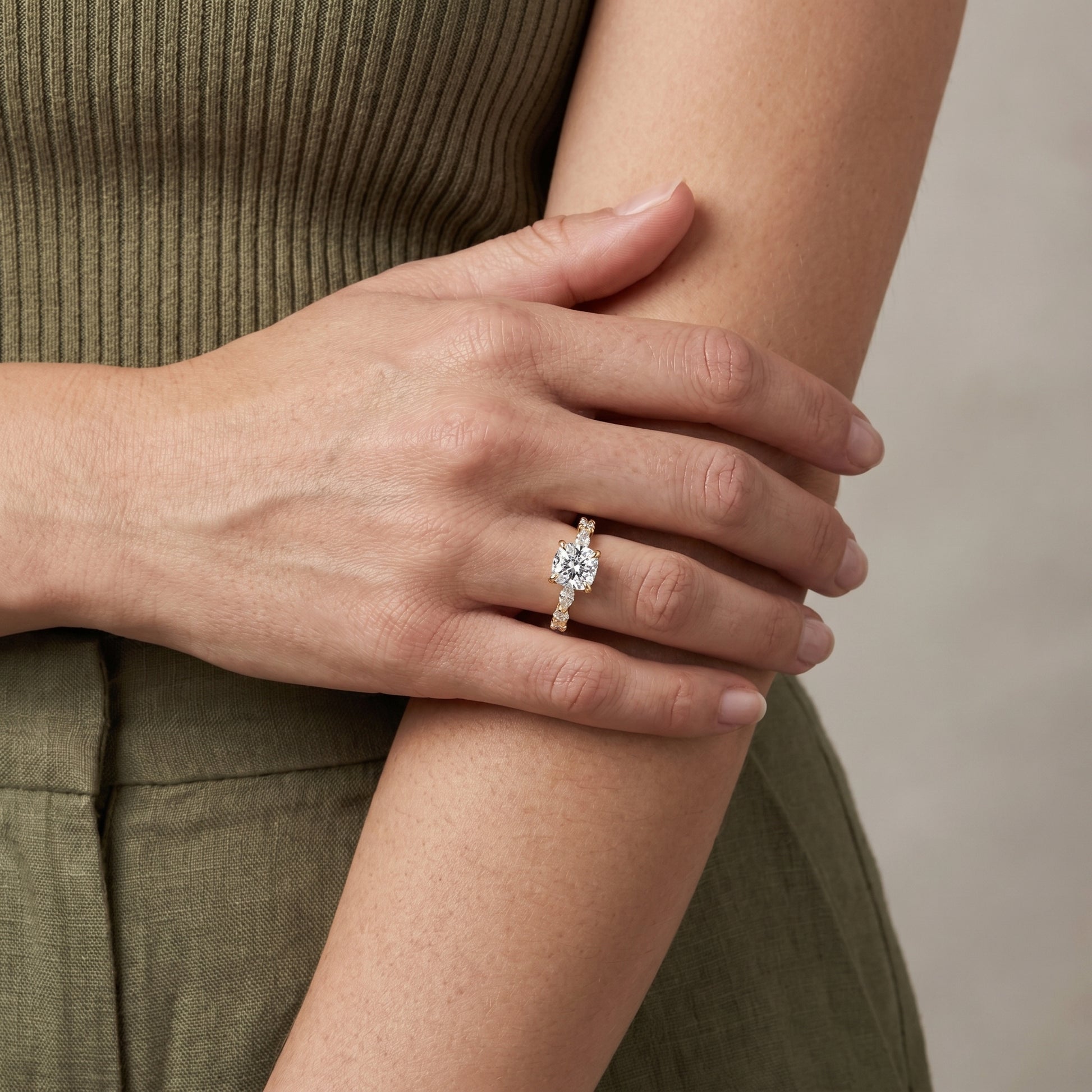 Premium styled cushion cut moissanite ring with refined craftsmanship