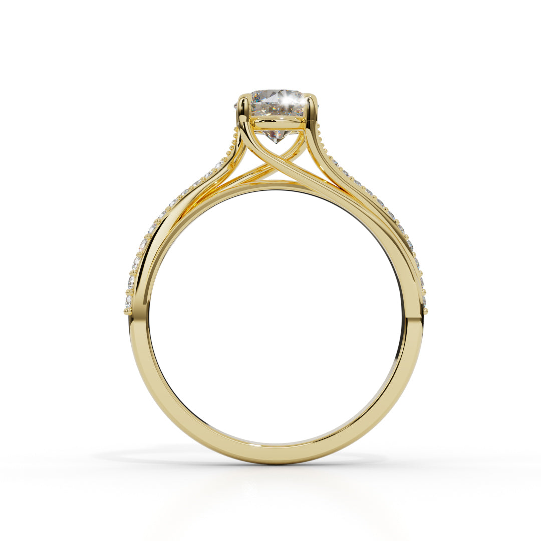White Gold Pave Diamond Solitaire Ring