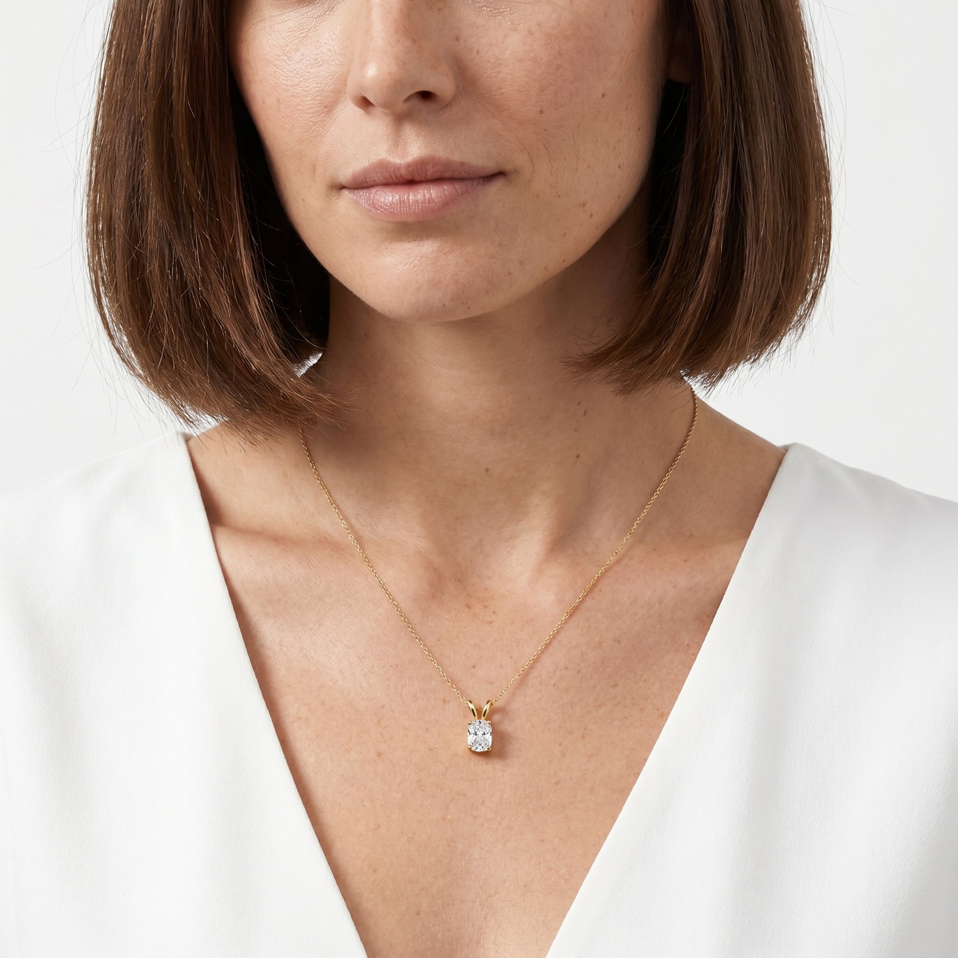 Luxury Elongated cushion cut moissanite pendant necklace for women in sterling silver
